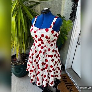 Retro Cherry Print Swing Dress
